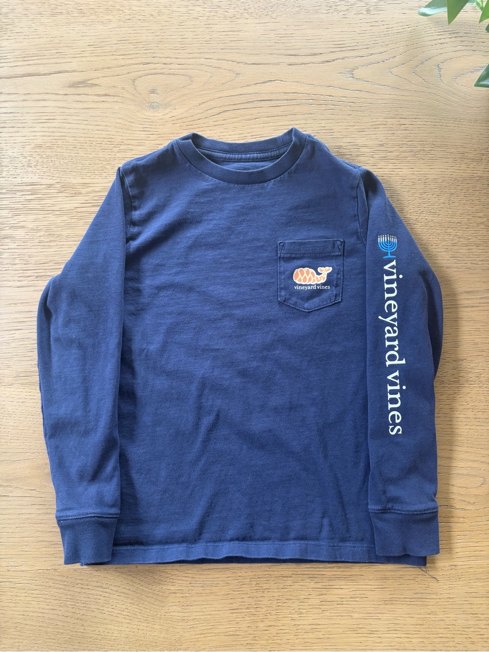 Vineyard Vines Hanukkah Whale Long Sleeve Tee Size 7